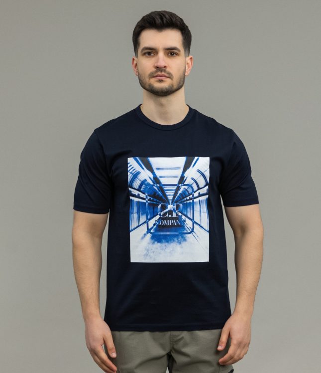 Чоловіча футболка C.P. COMPANY CLTS047A 006370W COL:888, колір синій | Ціна 5499 грн, фото 2