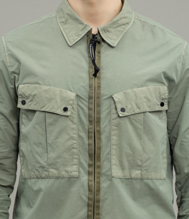 Чоловічий оверширт C.P. COMPANY FLATT NYLON OVERSHIRT CMOS071A 005991G COL:335, колір зелений | Ціна 14999 грн, фото 3