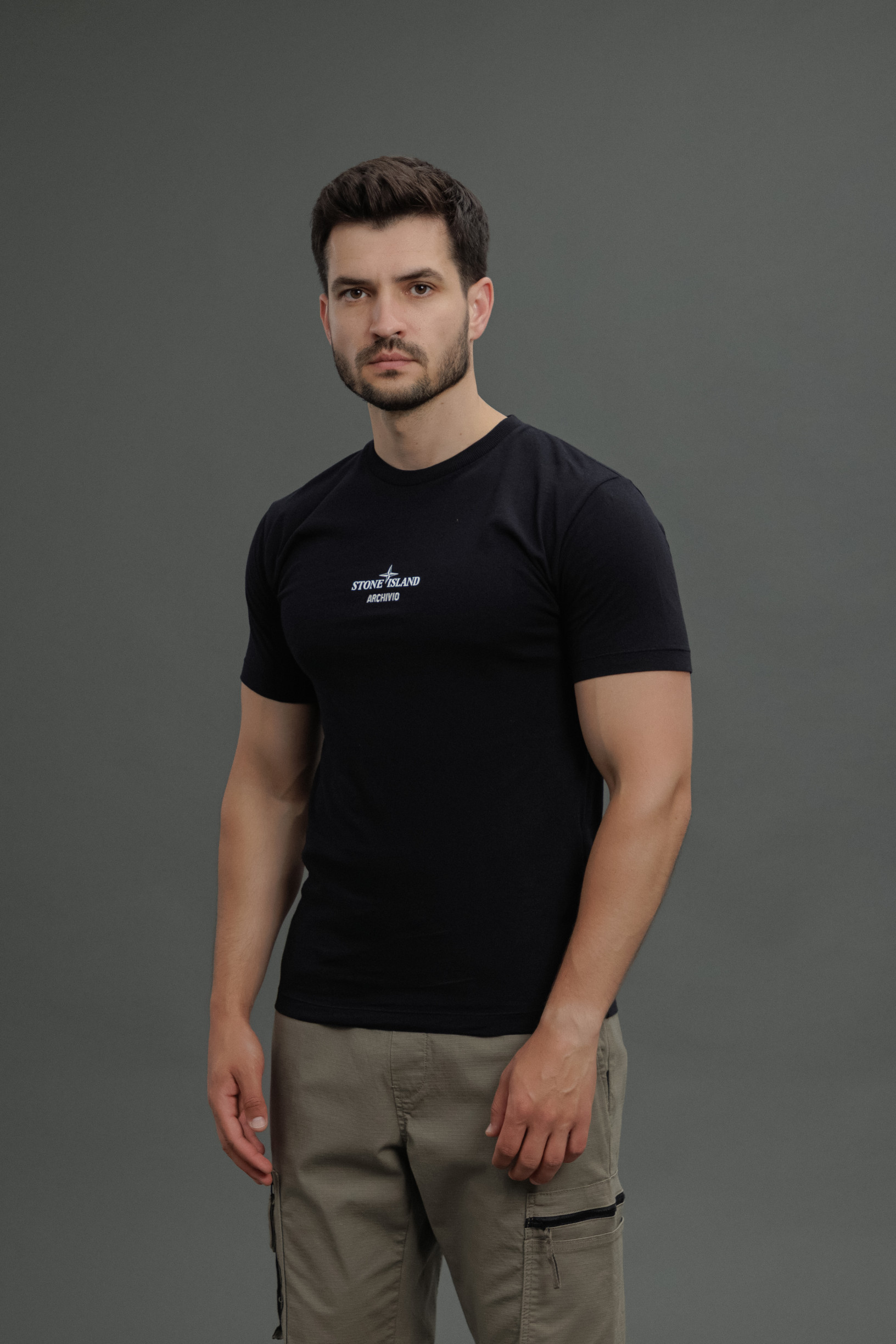 Чоловіча футболка STONE ISLAND ARCHIVIO LINO WATRO 152NS91 V0029, колір чорний