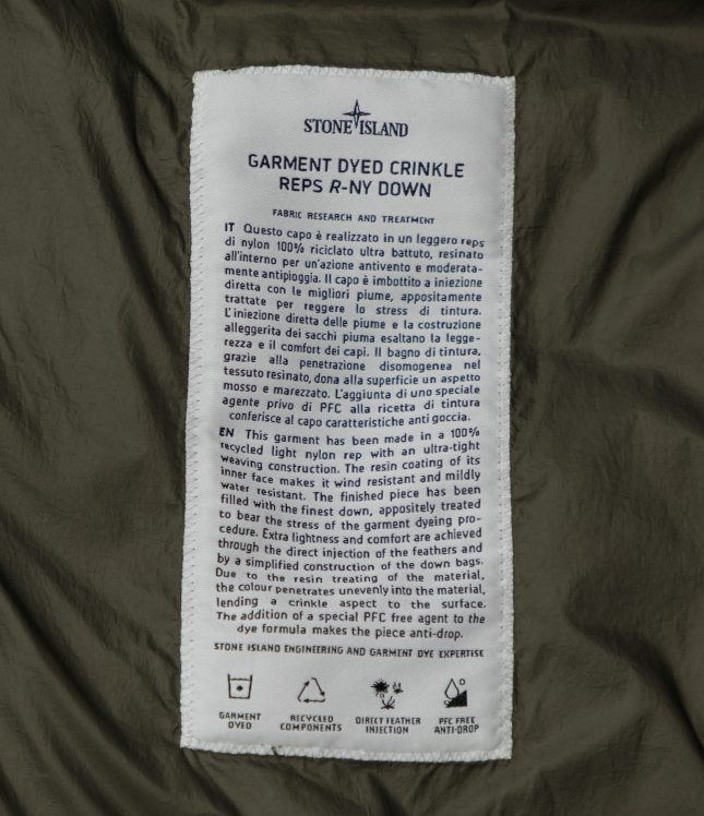 Чоловіча куртка STONE ISLAND GARMENT DYED CRINKLE REPS R-NY DOWN 1540723 V0058, колір зелений | Ціна 39999 грн, фото 6