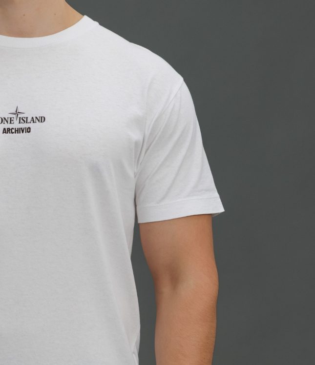 Чоловіча футболка STONE ISLAND ARCHIVIO LINO WATRO 152NS91 V0001, колір білий | Ціна 9199 грн, фото 4