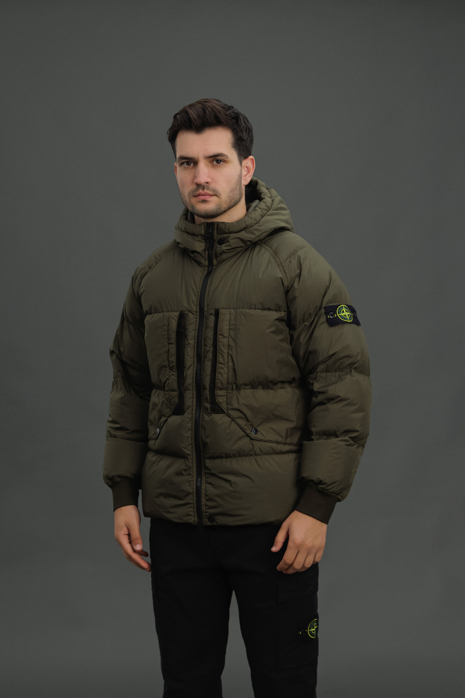 Чоловіча куртка STONE ISLAND GARMENT DYED CRINKLE REPS R-NY DOWN 1540723 V0058, колір зелений
