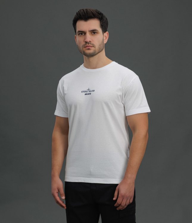 Чоловіча футболка STONE ISLAND ARCHIVIO LINO WATRO 152NS91 V0001, колір білий | Ціна 9199 грн, фото 1