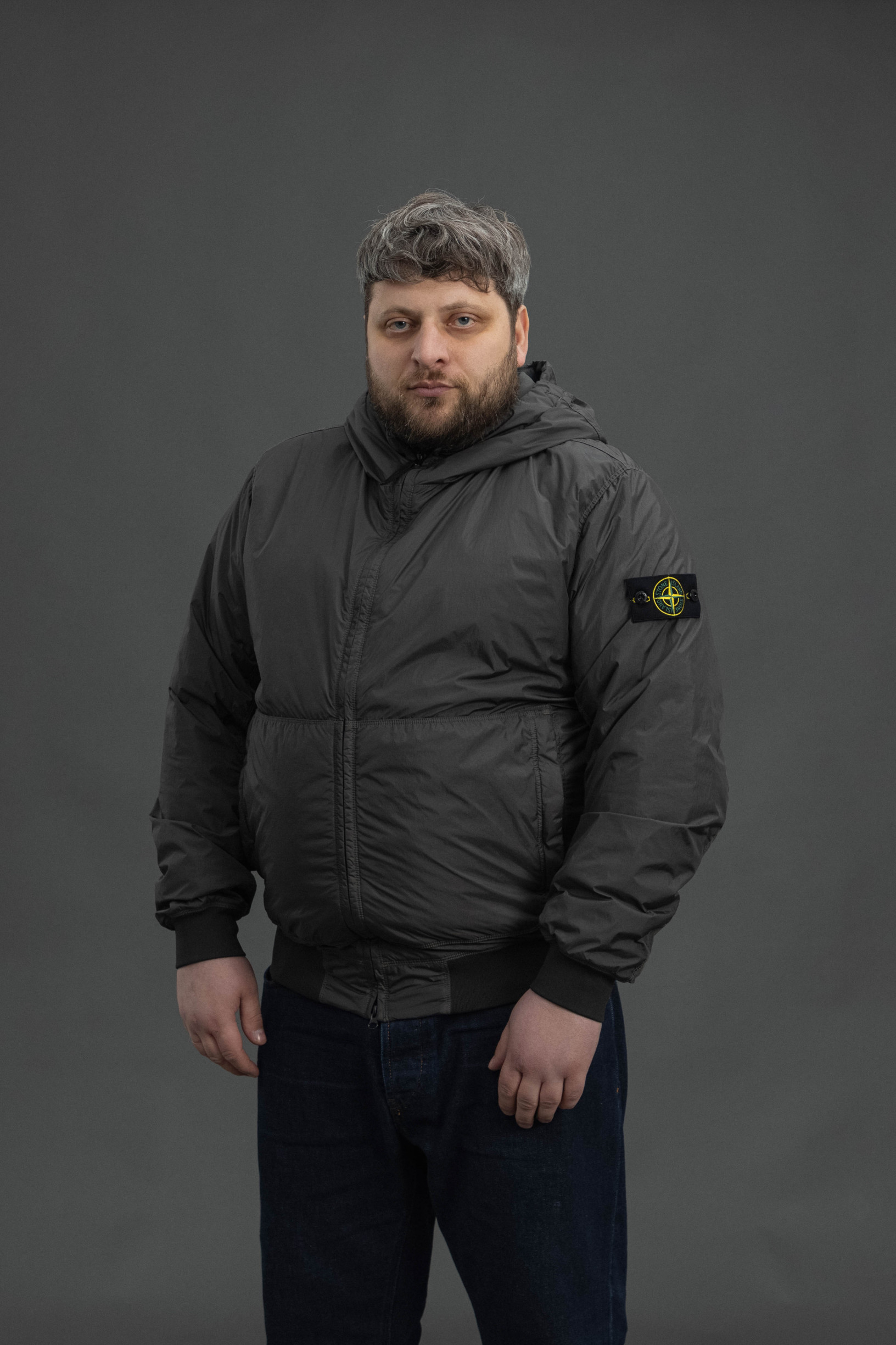 Чоловіча куртка STONE ISLAND GARMENT DYED CRINKLE REPS NY WITH PRIMALOFT®-TC 154100013-S0A23 V0062, колір сірий