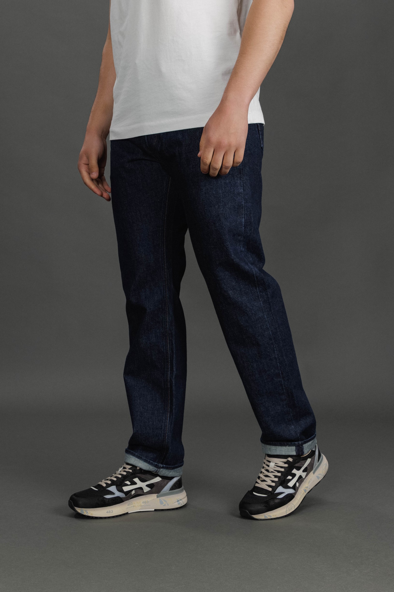 Чоловічі штани STONE ISLAND INDIGO DENIM-RINSED STRAIGHT 14J100005-S00J7 VJ201, колір синій