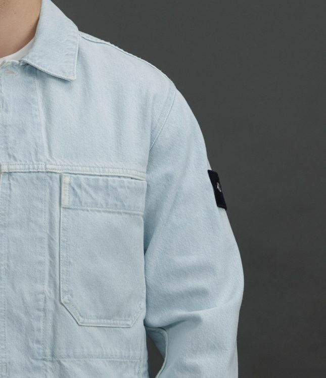 Чоловічий оверширт STONE ISLAND INDIGO DENIM-ULTRA BLEACHED 144100006-S00J7 VJ203, колір блакитний | Ціна 35499 грн, фото 4