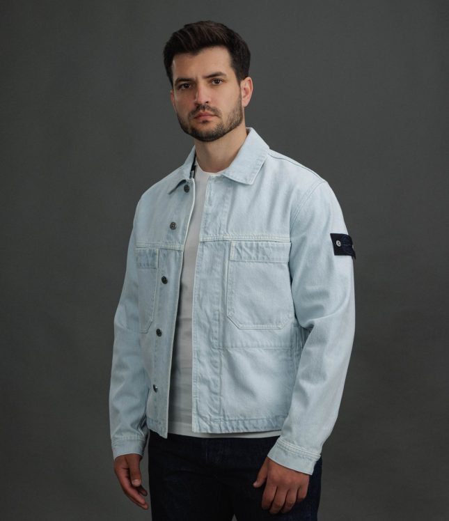 Чоловічий оверширт STONE ISLAND INDIGO DENIM-ULTRA BLEACHED 144100006-S00J7 VJ203, колір блакитний | Ціна 35499 грн, фото 1