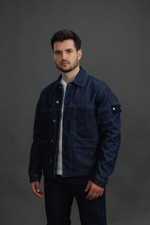 Чоловічий оверширт STONE ISLAND INDIGO DENIM-RINSED BLEACHED 144100006-S00J7 VJ201, колір синій