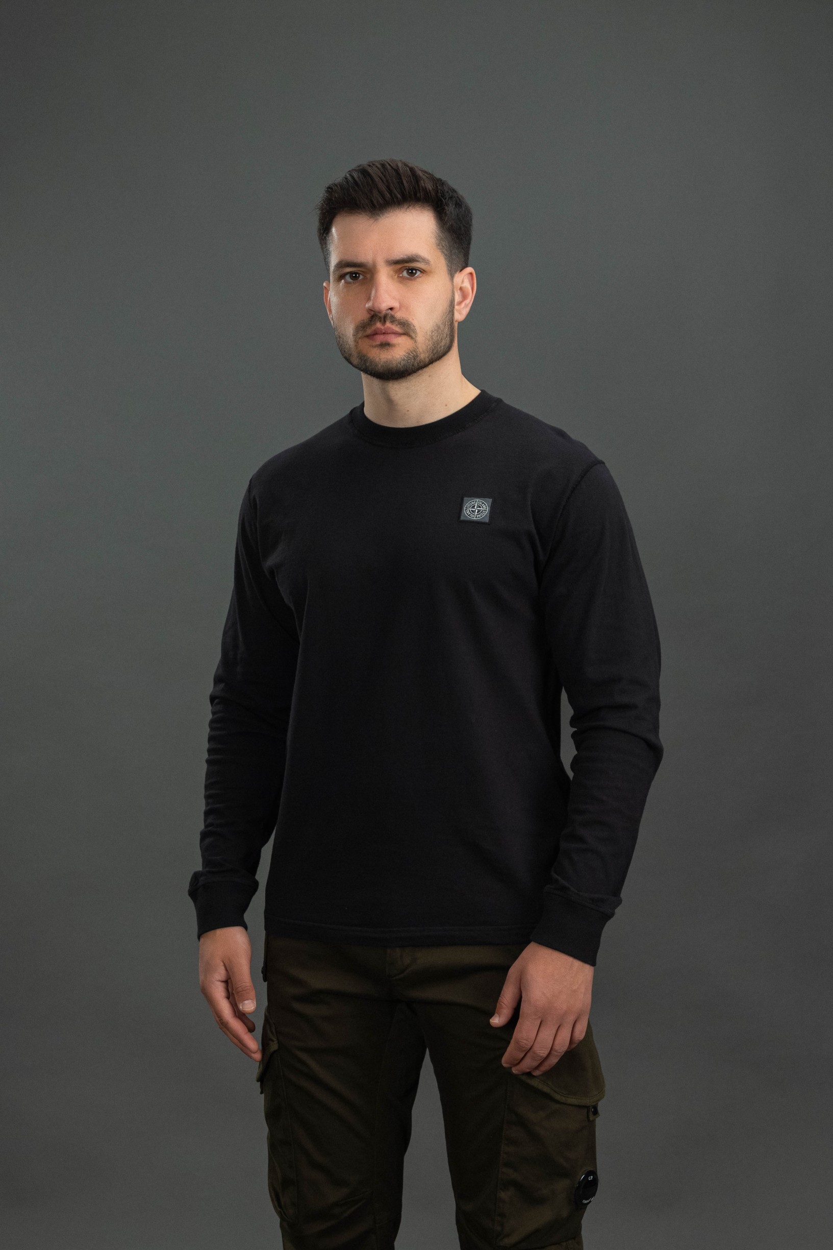 Чоловічий лонгслів STONE ISLAND 152100030-S0057 V0029, колір чорний