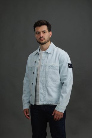 Чоловічий оверширт STONE ISLAND INDIGO DENIM-ULTRA BLEACHED 144100006-S00J7 VJ203, колір блакитний
