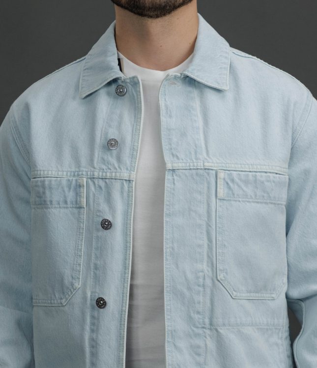 Чоловічий оверширт STONE ISLAND INDIGO DENIM-ULTRA BLEACHED 144100006-S00J7 VJ203, колір блакитний | Ціна 35499 грн, фото 3