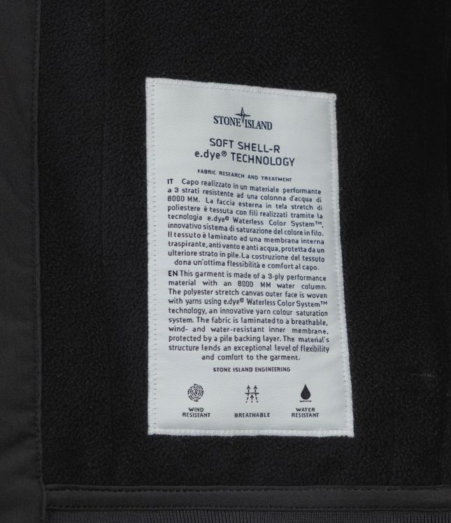 Чоловіча куртка STONE ISLAND SOFT SHELL-R e.dye® TECHNOLOGY 15Q100004-S0B22 V0029, колір чорний | Ціна 36999 грн, фото 8