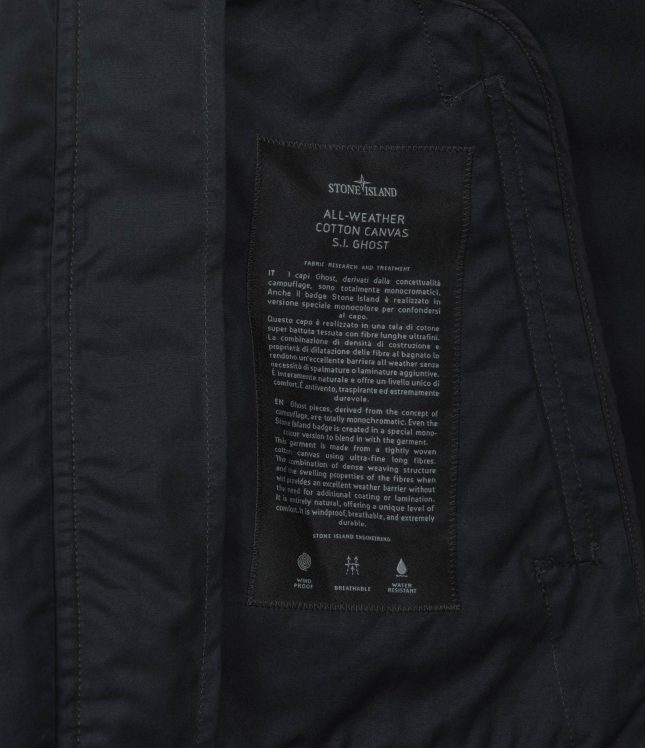 Чоловіча куртка STONE ISLAND ALL-WEATHER COTTON CANVAS S.I. GHOST 154100037-S0F01 V0029, колір чорний | Ціна 62999 грн, фото 8
