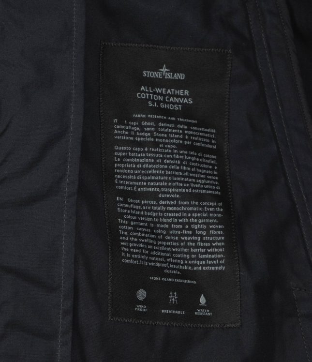 Чоловіча куртка STONE ISLAND ALL-WEATHER COTTON CANVAS S.I. GHOST 154100037-S0F01 V0029, колір чорний | Ціна 62999 грн, фото 8