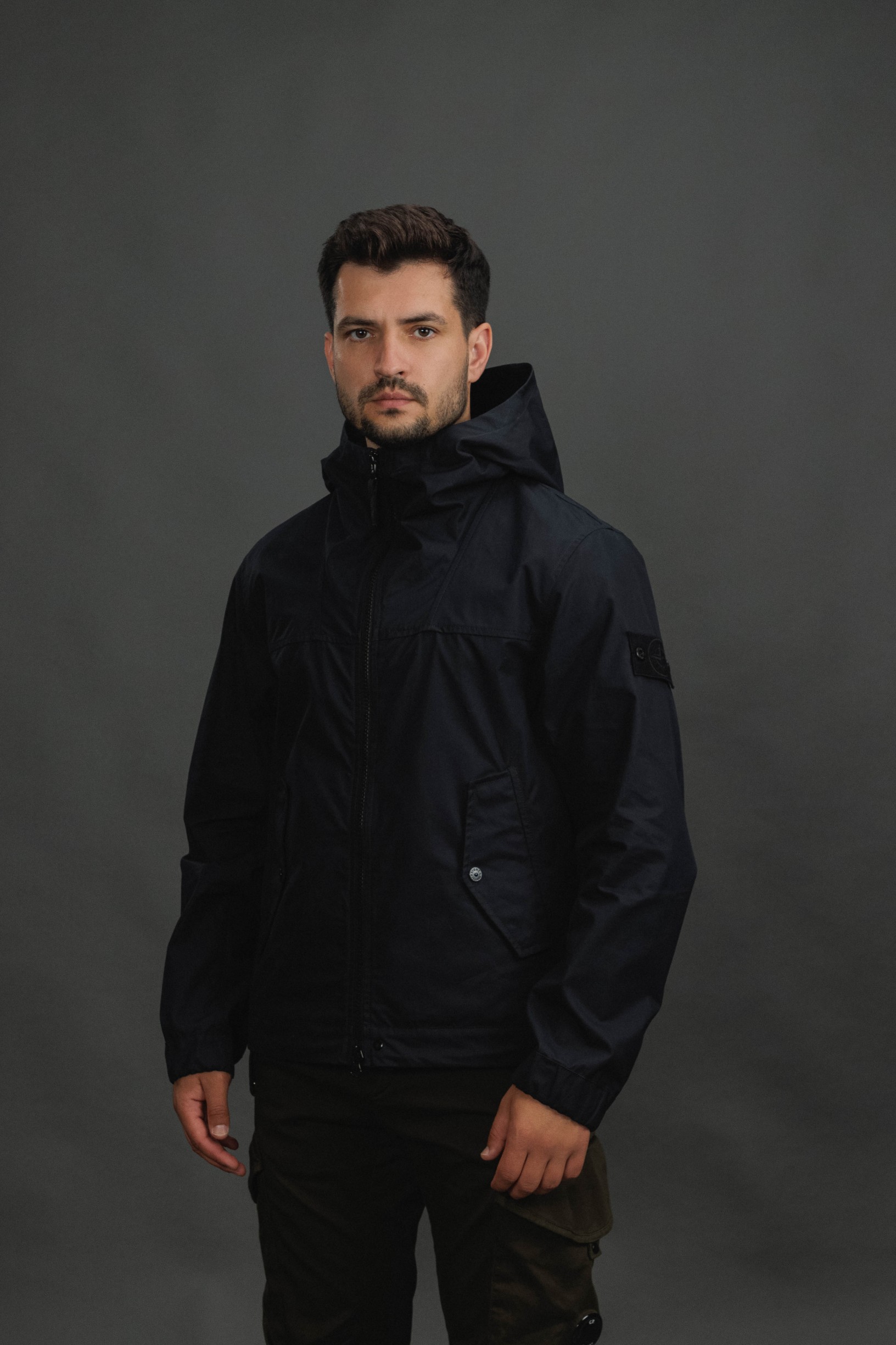 Чоловіча куртка STONE ISLAND ALL-WEATHER COTTON CANVAS S.I. GHOST 154100037-S0F01 V0029, колір чорний