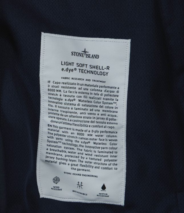 Чоловіча куртка STONE ISLAND LIGHT SOFT SHELL-R e.dye® TECHNOLOGY 154100118-S0A22 V0020, колір синій | Ціна 35999 грн, фото 8